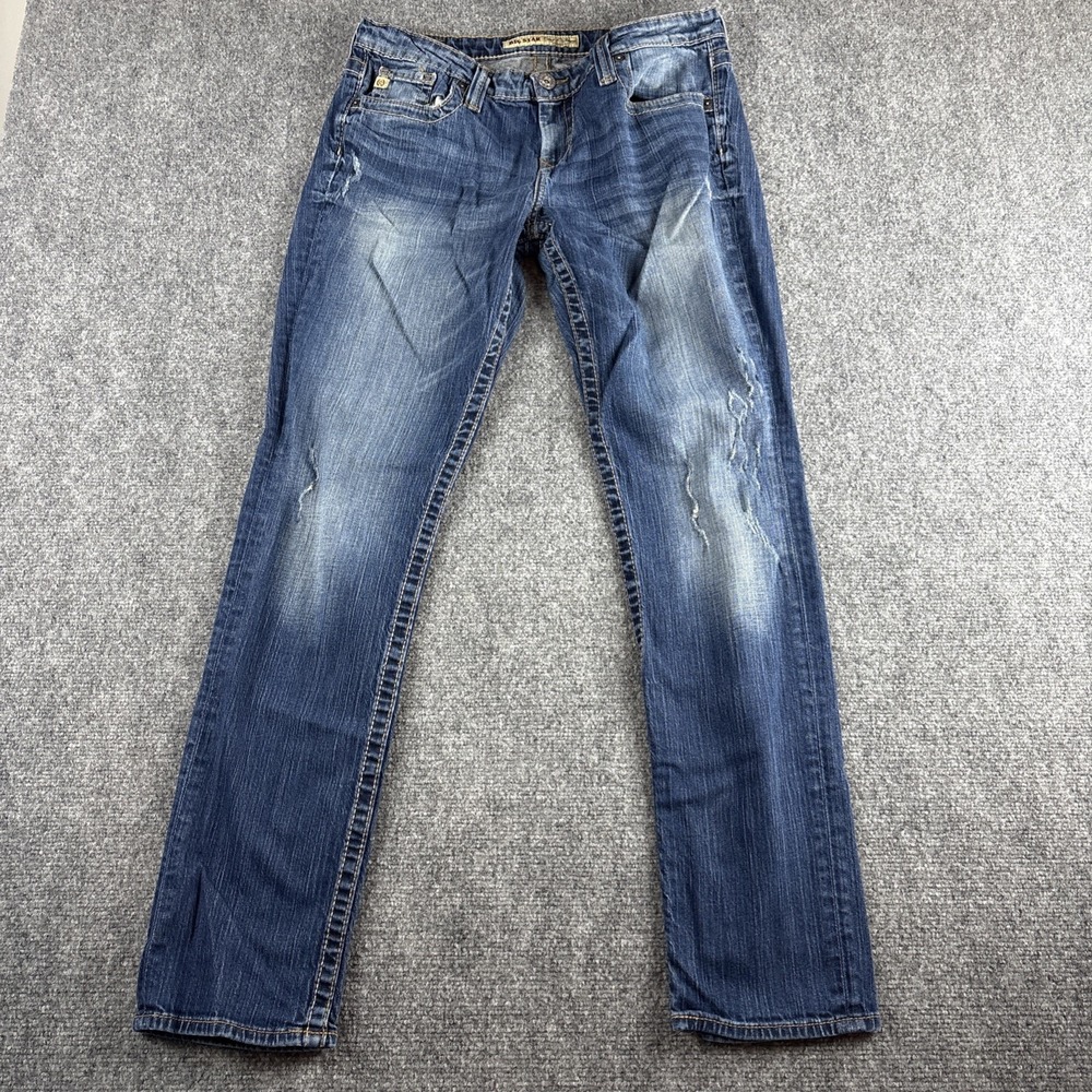 Big Star Casey K Skinny Jeans Low Rise Distressed Denim Size 32L Tall Long